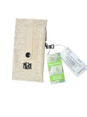 Badgley Mischka Cream Logo Embossed Long Card Wallet
